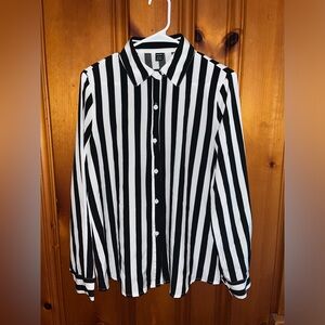 Black and White Striped Blouse